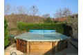 Bâche PVC pour piscine hors-sol ronde 390 cm, fixations sur parois, coloris beige